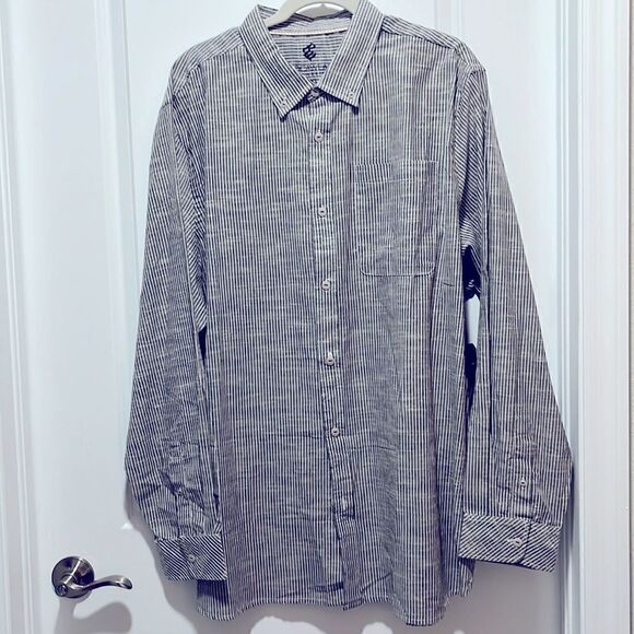 Rocawear Classics Button Down Shirt Cotton Linen Black Stripe - Picture 1 of 10